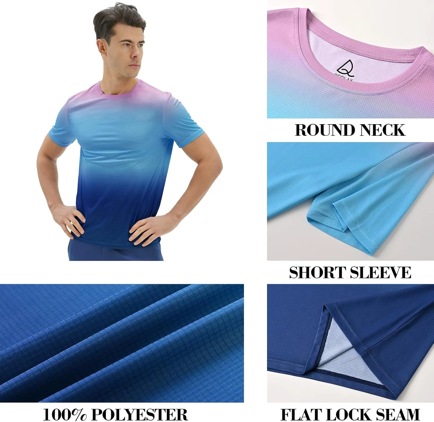 DEOLAX Mens T-Shirts Crew Neck Workout Short Sleeve Shirts Lightweight Soft Classic Casual Fit Muscle Tops Tee Shirt for Men