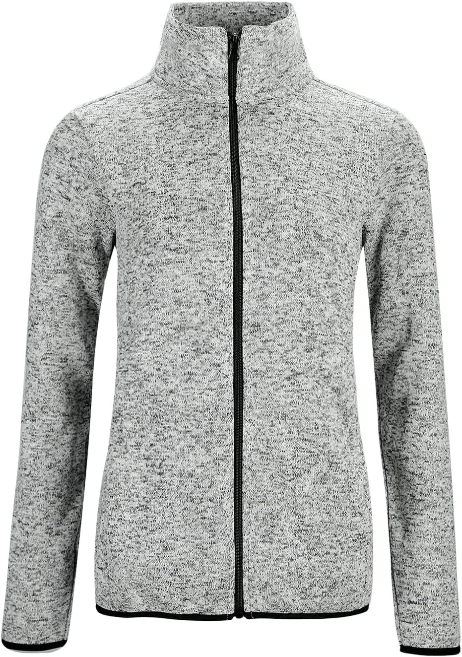 Dolcevida Women's Long Sleeve Sweater Fleece Zip Up Speckled Jacket with Pockets