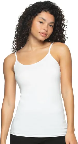Felina Cotton Modal Camisole, White, Large - Women's Stretch Tank Top for Under Clothes
