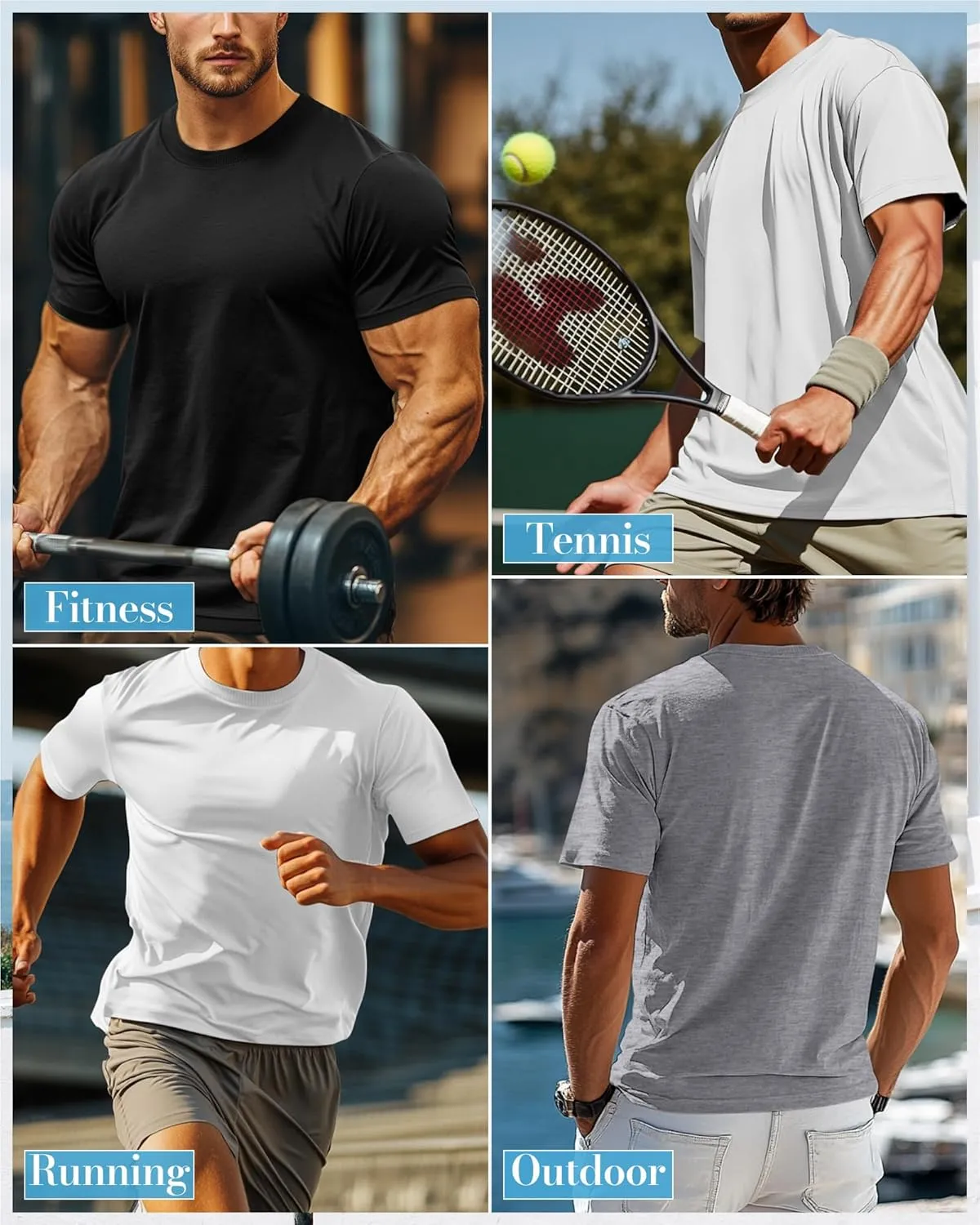Ficerd 5 Pack Men's Big and Tall Shirts Short Sleeve Cotton Tee Summer Crew Neck Oversize Top Loose Fit Shirt Multipack