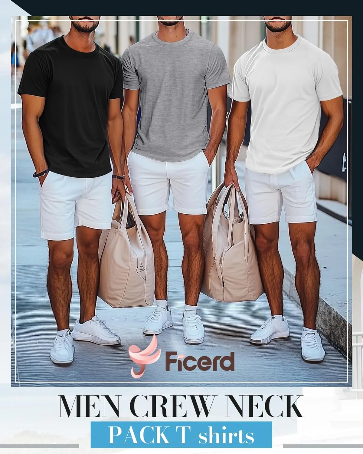 Ficerd 5 Pack Men's Big and Tall Shirts Short Sleeve Cotton Tee Summer Crew Neck Oversize Top Loose Fit Shirt Multipack