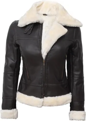fjackets Leather Sherpa Jackets For Womens - Shearling Black Jacket Women Hoodie For Women | [1309283] Grace, L