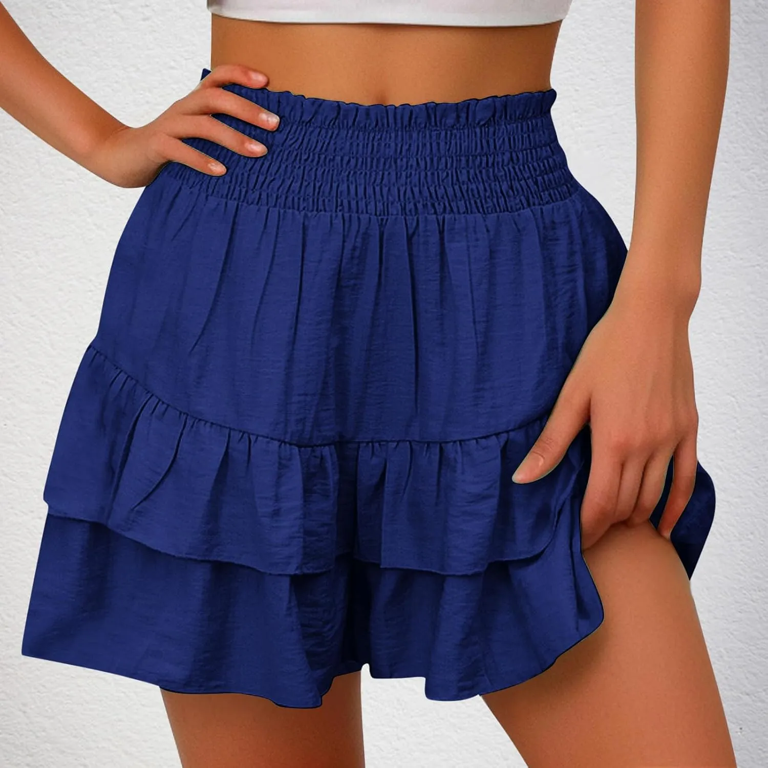 Flowy Shorts for Women 2025 High Waisted Ruffle Summer Casual Skorts Cute Pleated Beach Short Pants Swing Mini Skirts