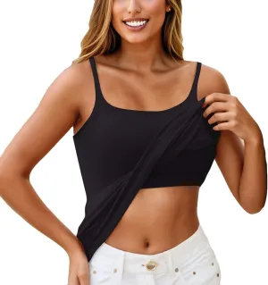 FQZWONG Womens Tank Tops with Built in Bra Adjustable Spaghetti Strap Camisole Plus Size Sleeveless Layer Padded Undershirts