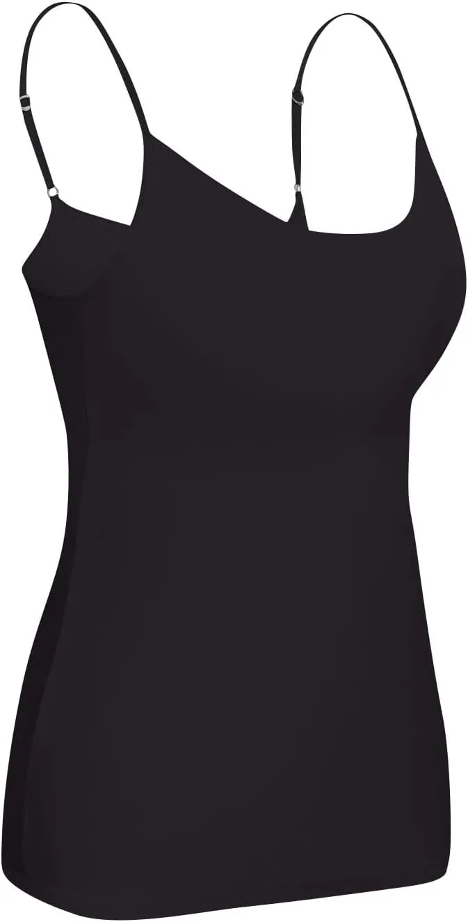 FQZWONG Womens Tank Tops with Built in Bra Adjustable Spaghetti Strap Camisole Plus Size Sleeveless Layer Padded Undershirts