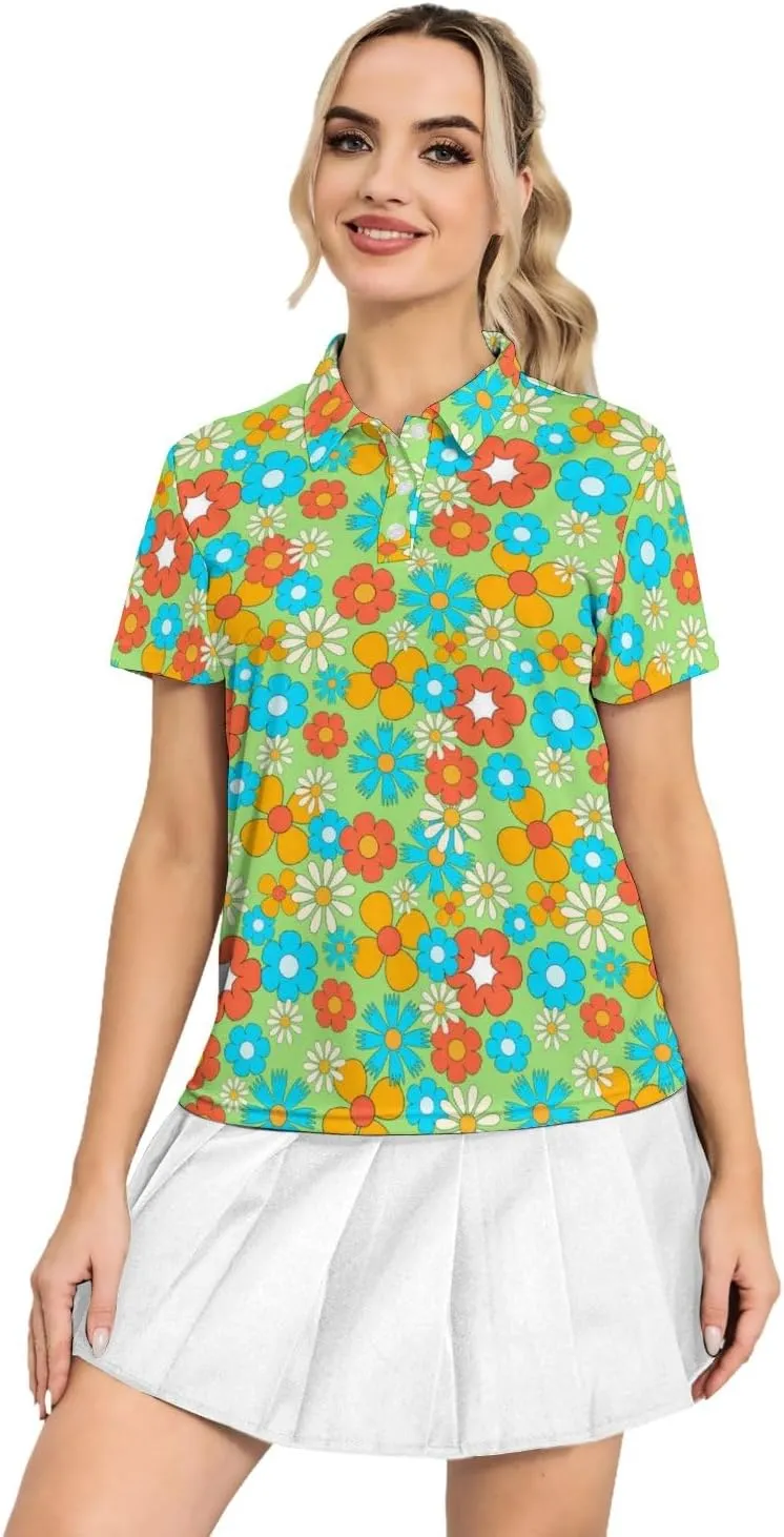 Funny Golf Polo Shirts for Women Quick Dry Short Sleeve Golf Shirt Moisture Wicking Golf Outfits for Women Golf Gifts