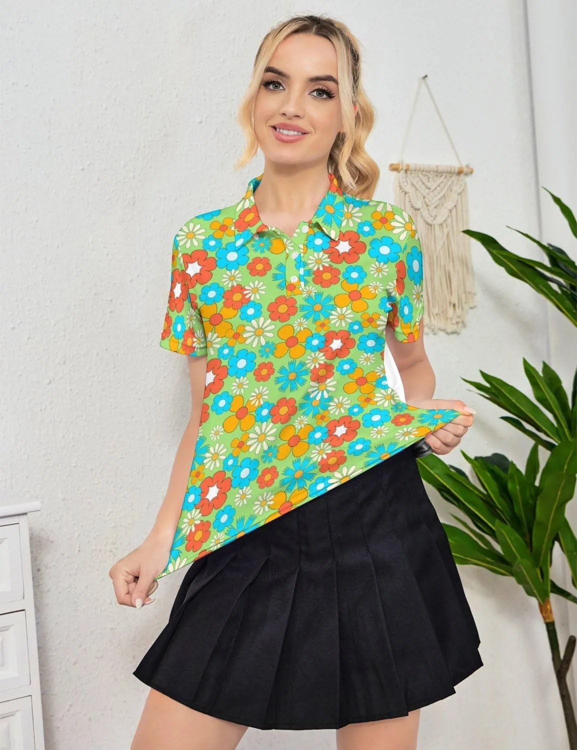 Funny Golf Polo Shirts for Women Quick Dry Short Sleeve Golf Shirt Moisture Wicking Golf Outfits for Women Golf Gifts