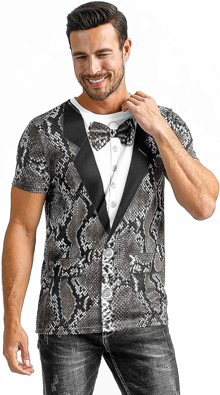 Funny World Men's Animal Print Tuxedo T-Shirts