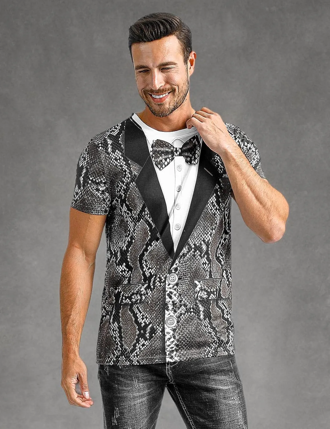 Funny World Men's Animal Print Tuxedo T-Shirts