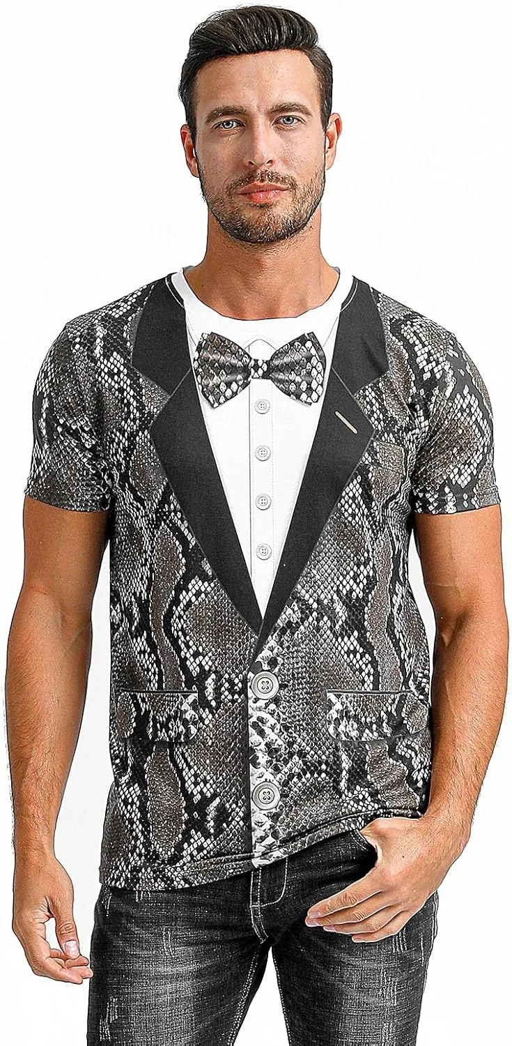 Funny World Men's Animal Print Tuxedo T-Shirts