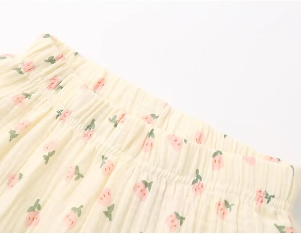 GFQLONG Toddler Baby Girls 3 Pack Elastic Waist Pants Soft Cotton Linen Harem Bloomers Summer Fall Long Pants