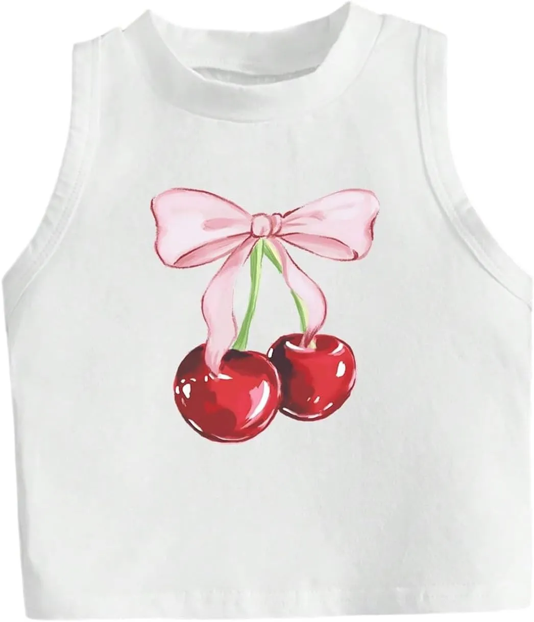 Girl's Glitter Heart Print Tank Top Sleeveless Crew Neck Loose Fit Casual Shirts