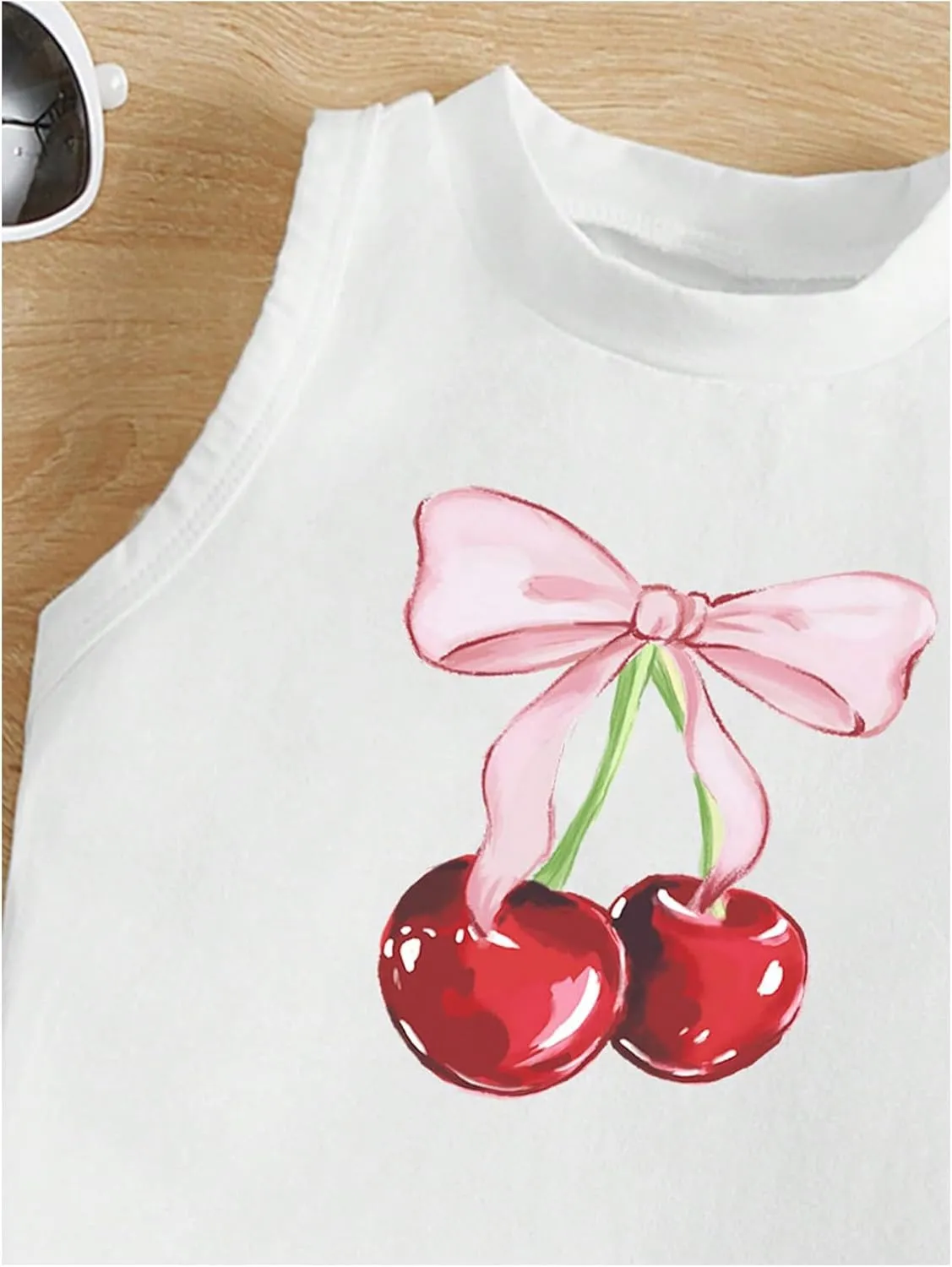 Girl's Glitter Heart Print Tank Top Sleeveless Crew Neck Loose Fit Casual Shirts