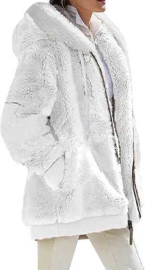 GOFULY Winter Coats For Women Oversized Sherpa Jackets Full Zip Fleece Cardigan Trendy Color Block Clothes With Pockets 2024
