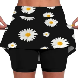 Golf Skirts for Women with Shorts Long Womens Running Shorts 5 inch Inseam no Liner Black Skirt for Women Cotton