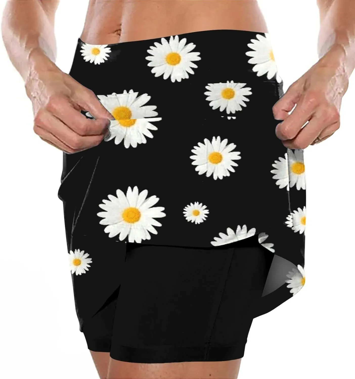 Golf Skirts for Women with Shorts Long Womens Running Shorts 5 inch Inseam no Liner Black Skirt for Women Cotton