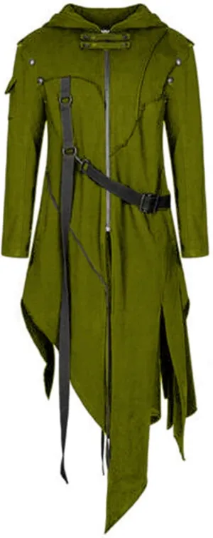 Gothic Leather Jacket Men Steampunk Medieval Jacket Halloween Cosplay Costume Vintage Trench Coat Plus Size Jacket
