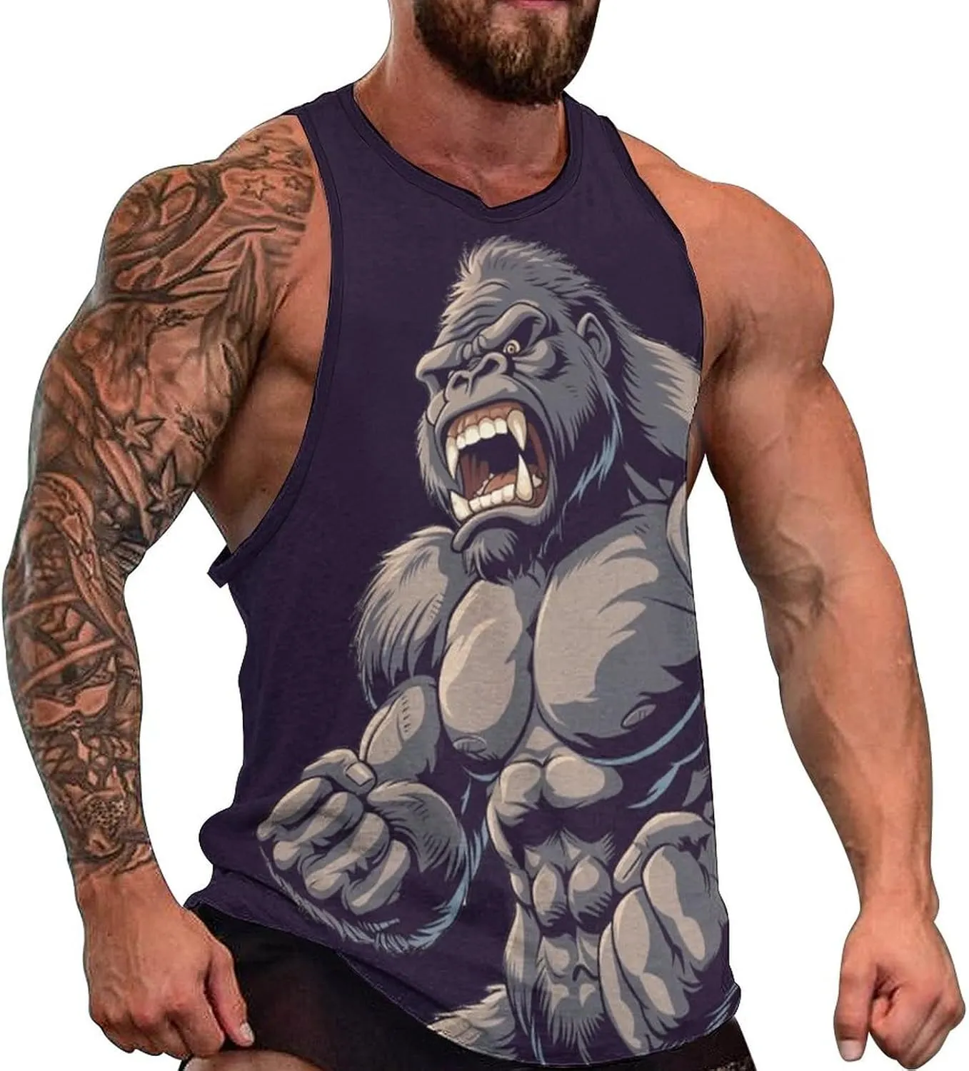 Gym Shirts Men Graphic Tank Top Summer Sleeveless Shirt Quick Dry Cool Crew Neck 3D Design Bodybuilding Fit Tee
