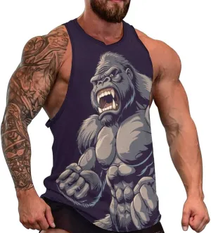 Gym Shirts Men Graphic Tank Top Summer Sleeveless Shirt Quick Dry Cool Crew Neck 3D Design Bodybuilding Fit Tee