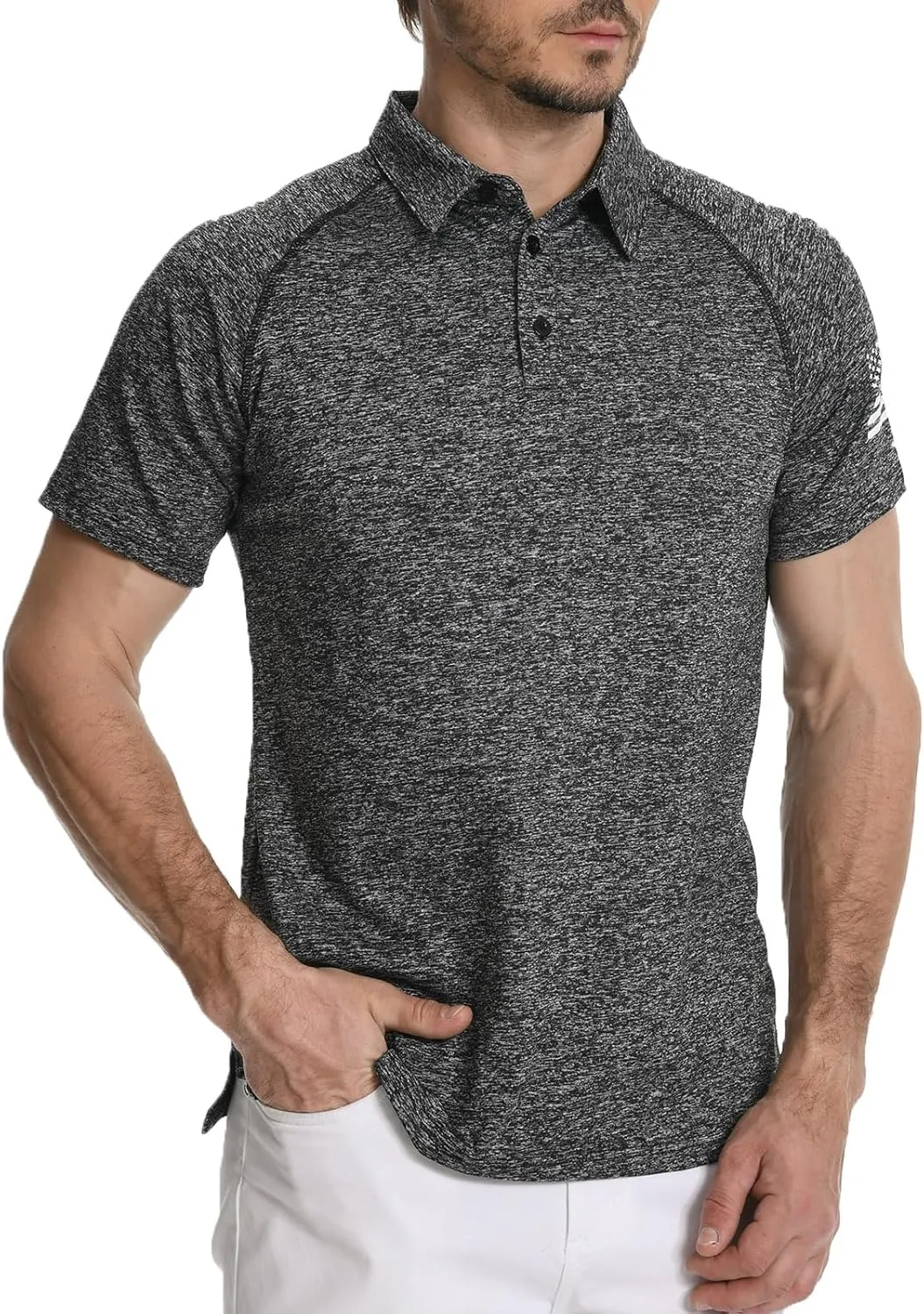H HYFOL Mens Golf Shirt Moisture Wicking Quick-Dry Short Sleeve Casual Patriotic Polo Shirts for Men