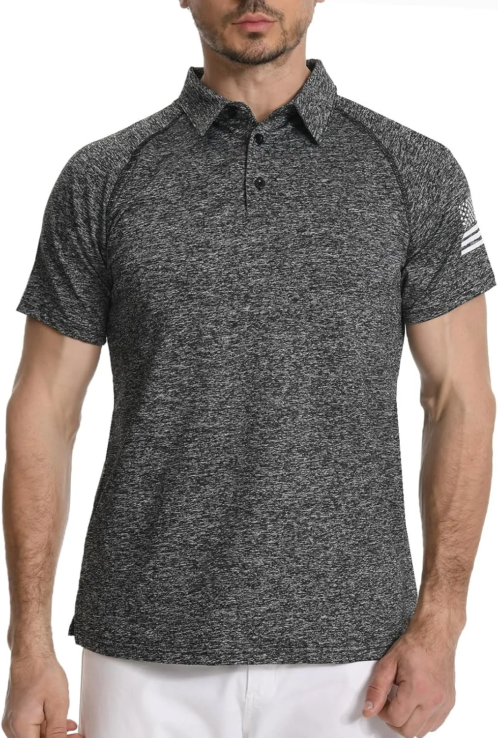 H HYFOL Mens Golf Shirt Moisture Wicking Quick-Dry Short Sleeve Casual Patriotic Polo Shirts for Men
