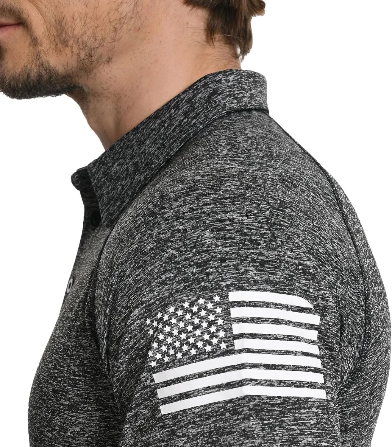 H HYFOL Mens Golf Shirt Moisture Wicking Quick-Dry Short Sleeve Casual Patriotic Polo Shirts for Men