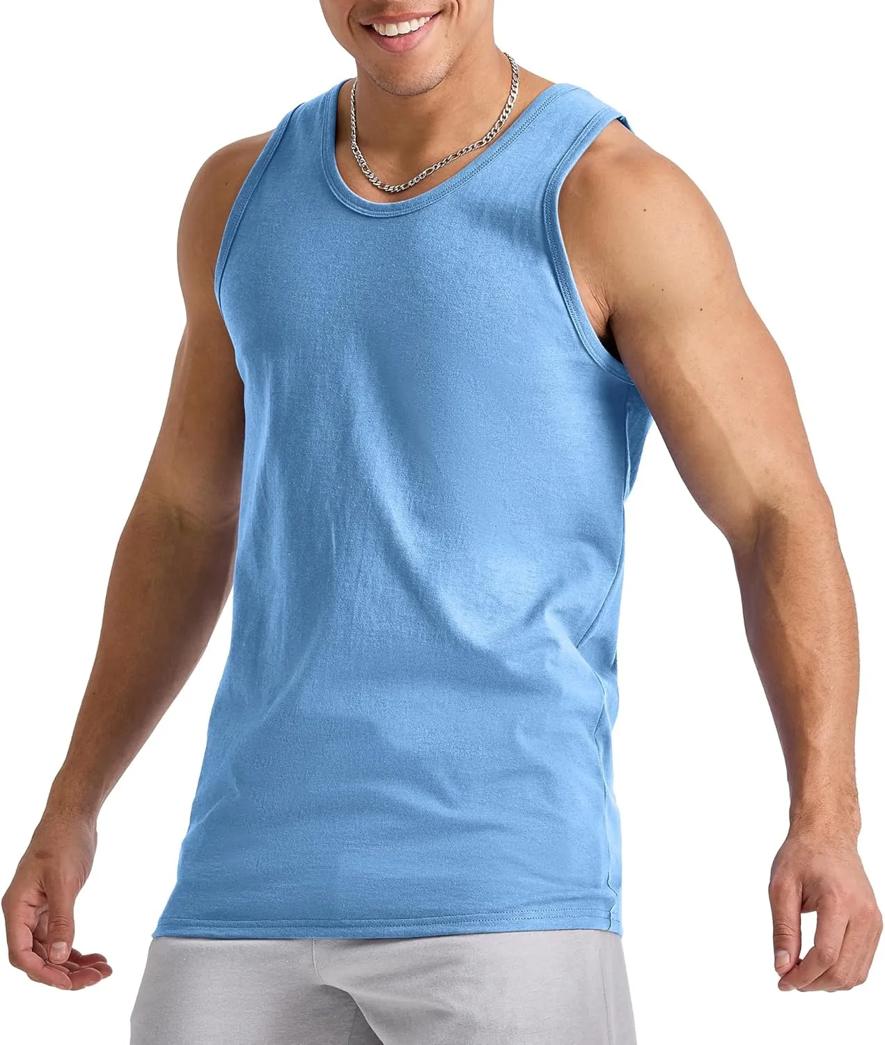 Hanes Men's Essentials Top Pack, Midweight Cotton Tanks, Sleeveless Shirts, 3-Pack