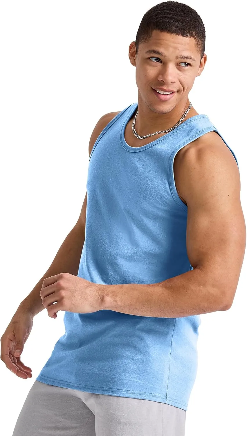 Hanes Men's Essentials Top Pack, Midweight Cotton Tanks, Sleeveless Shirts, 3-Pack