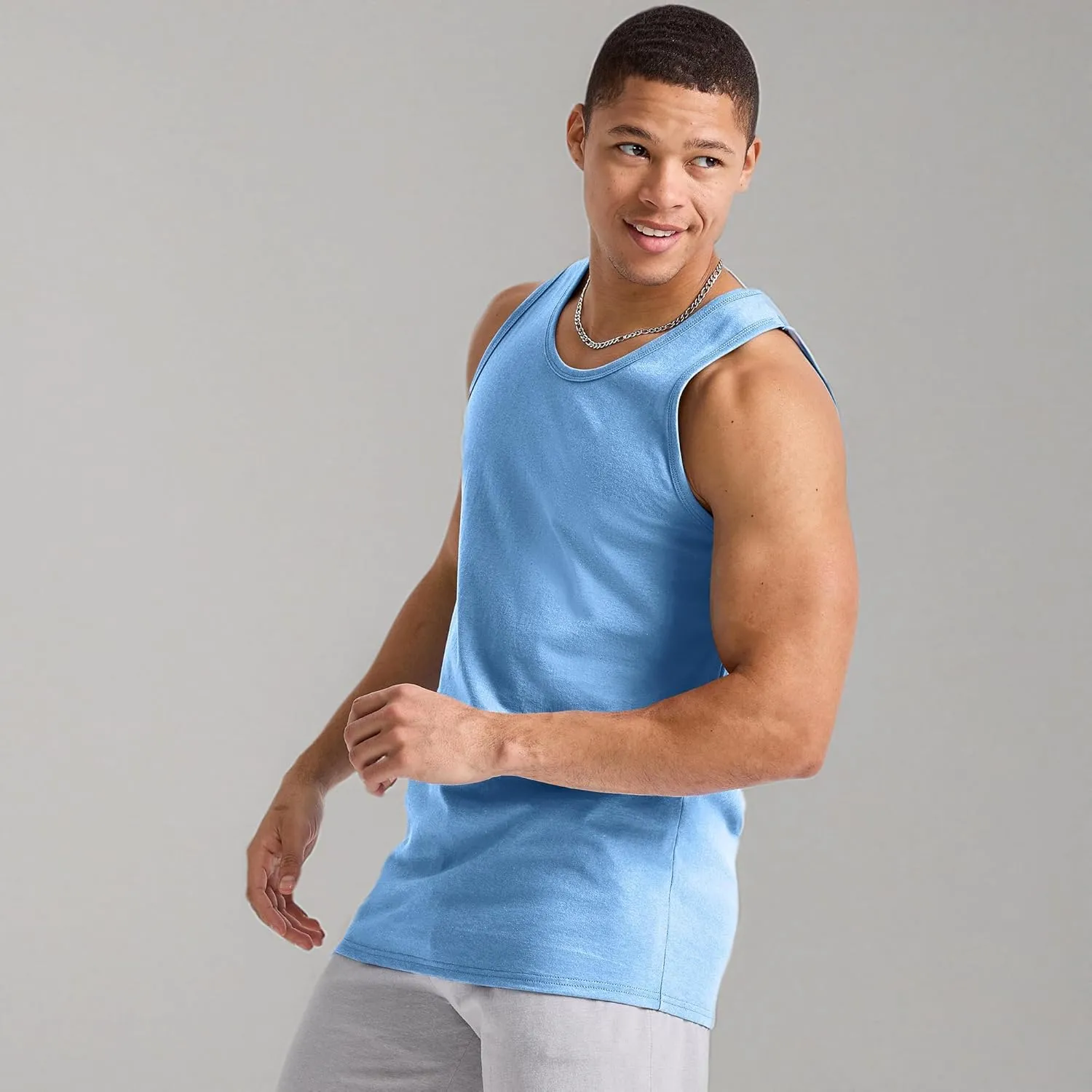 Hanes Men's Essentials Top Pack, Midweight Cotton Tanks, Sleeveless Shirts, 3-Pack