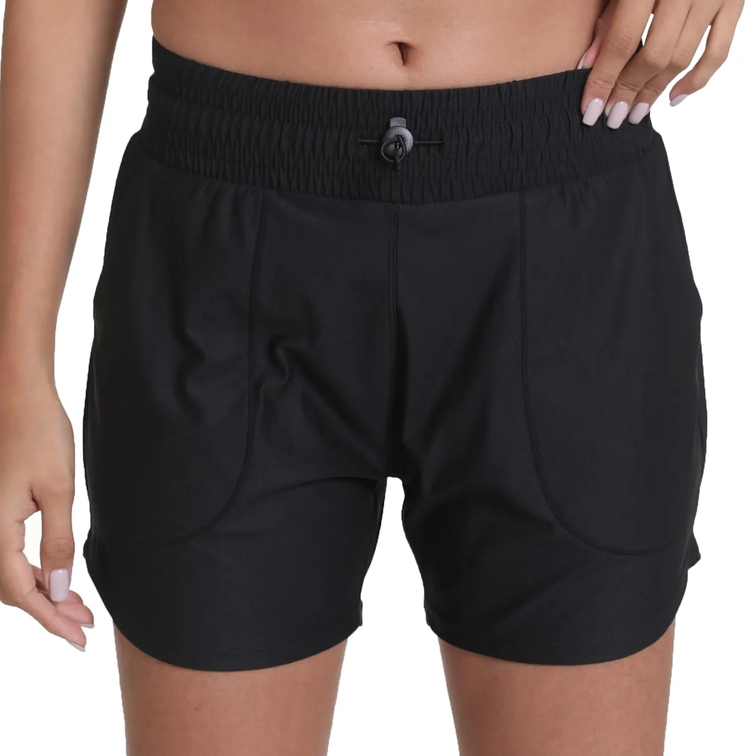 Haowind Workout Shorts for Women with Pockets Mid Waisted Athletic Sport Pants Lightweight Gym Running Shorts with Liner