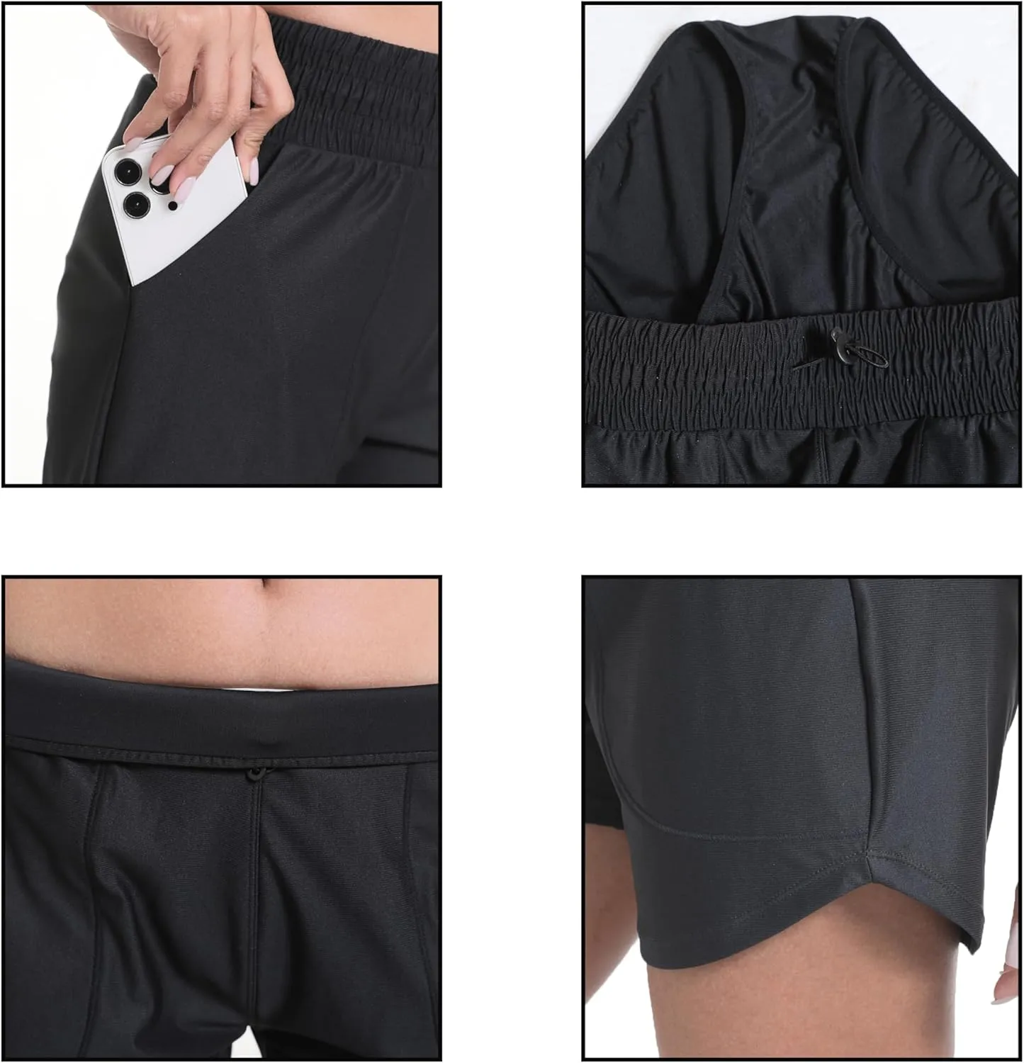 Haowind Workout Shorts for Women with Pockets Mid Waisted Athletic Sport Pants Lightweight Gym Running Shorts with Liner