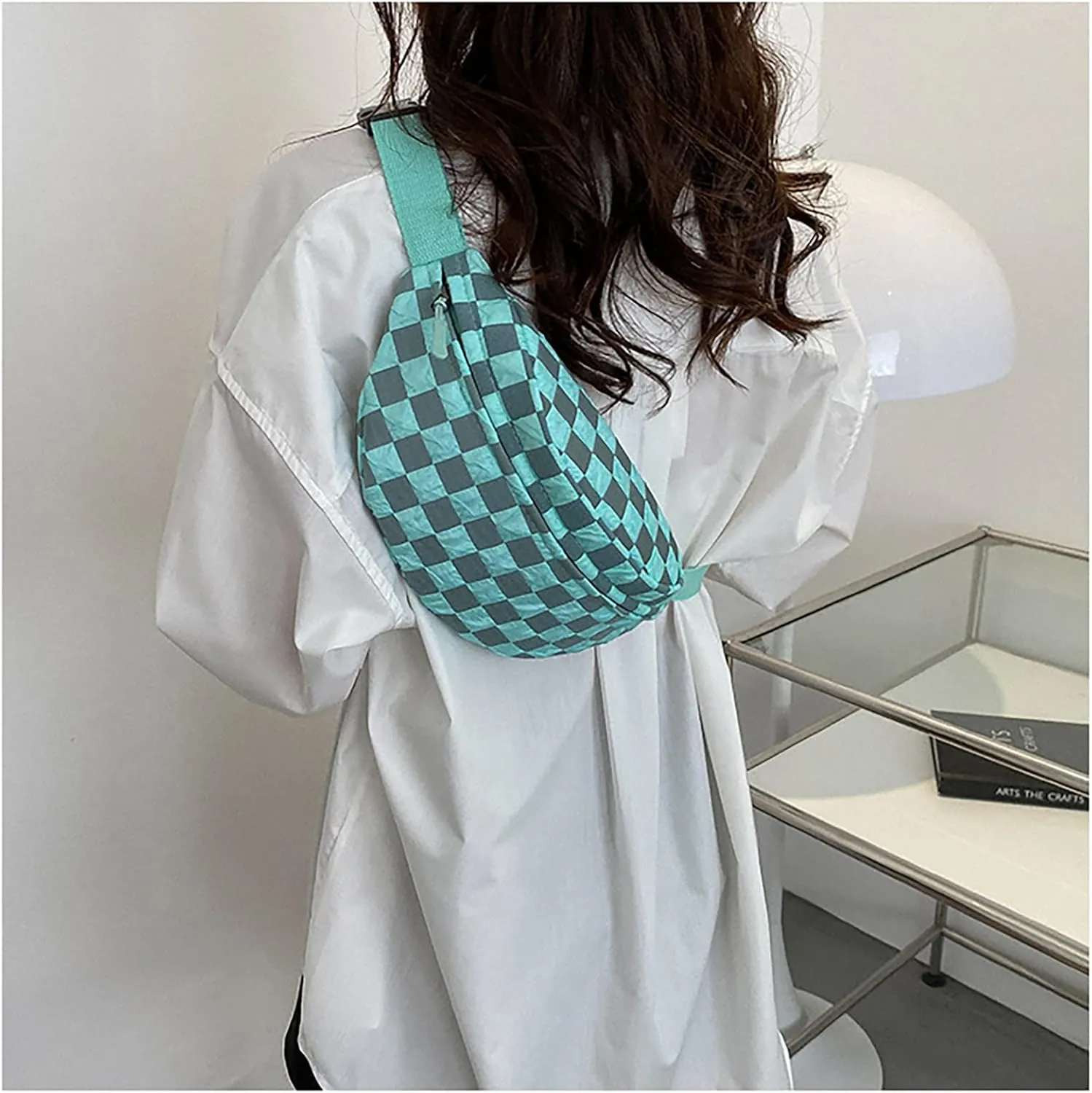 Harajuku Japanese Canvas Handbag Casual Cool Girl Shoulder Bag Soft Student Large Capacity Shopping Bag (blue)