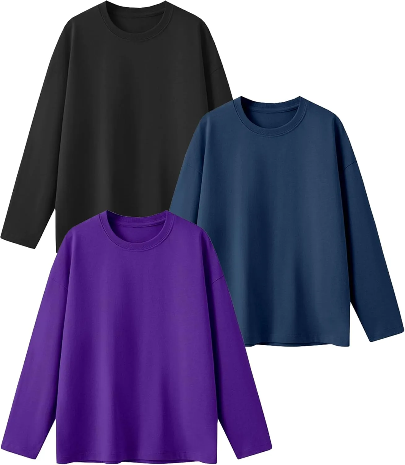 HIBETY 3 Pack Athletic Kids T-Shirts, Moisture-Wicking Dry-Fit Sports Tee, Gym Workout Short/Long Sleeve Shirts