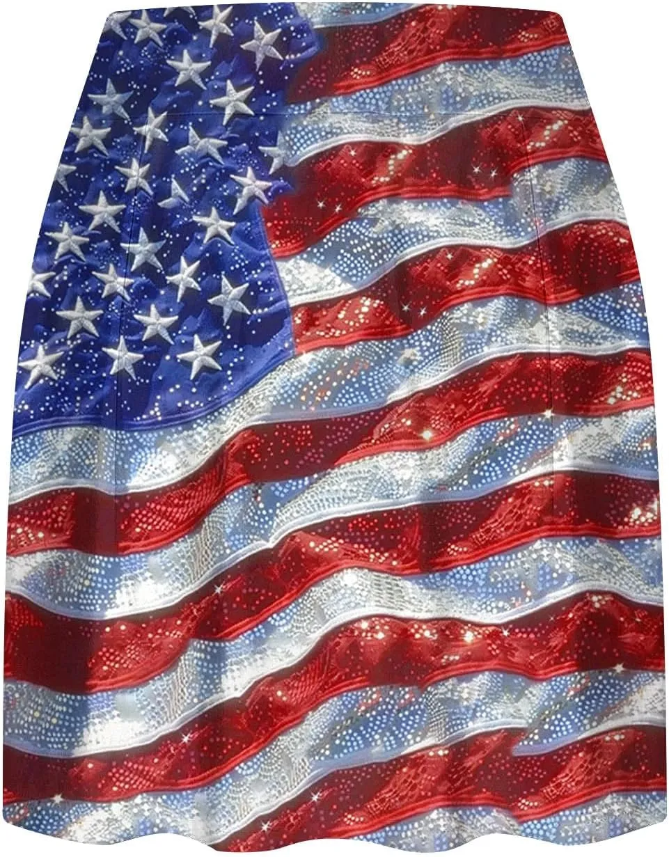 hlysgo Tennis Skorts for Woman Trendy American Flag Print Patriotic Workout Shorts 4th of July Athletic Shorts with Skirts