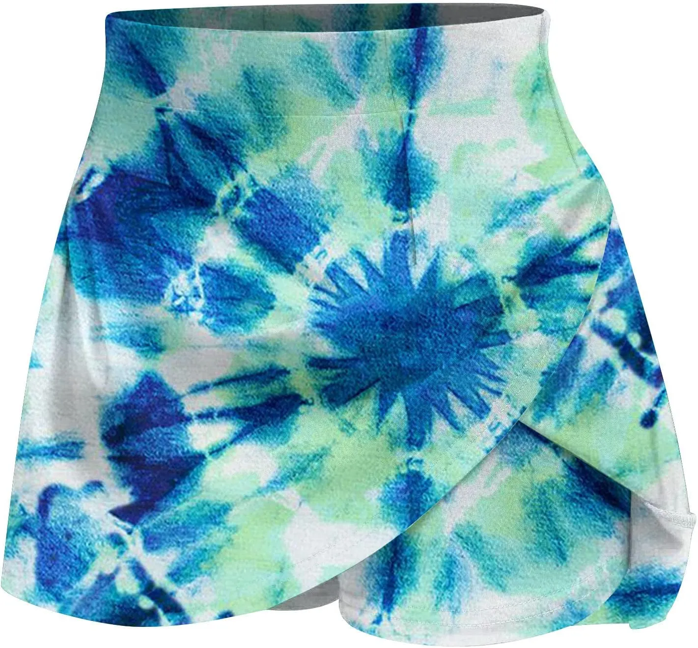 hlysgo Women's Athletic Workout Tennis Skorts Summer Trendy Tie-Dye Print High Waist Flowy Mini Skirt with Inner Shorts