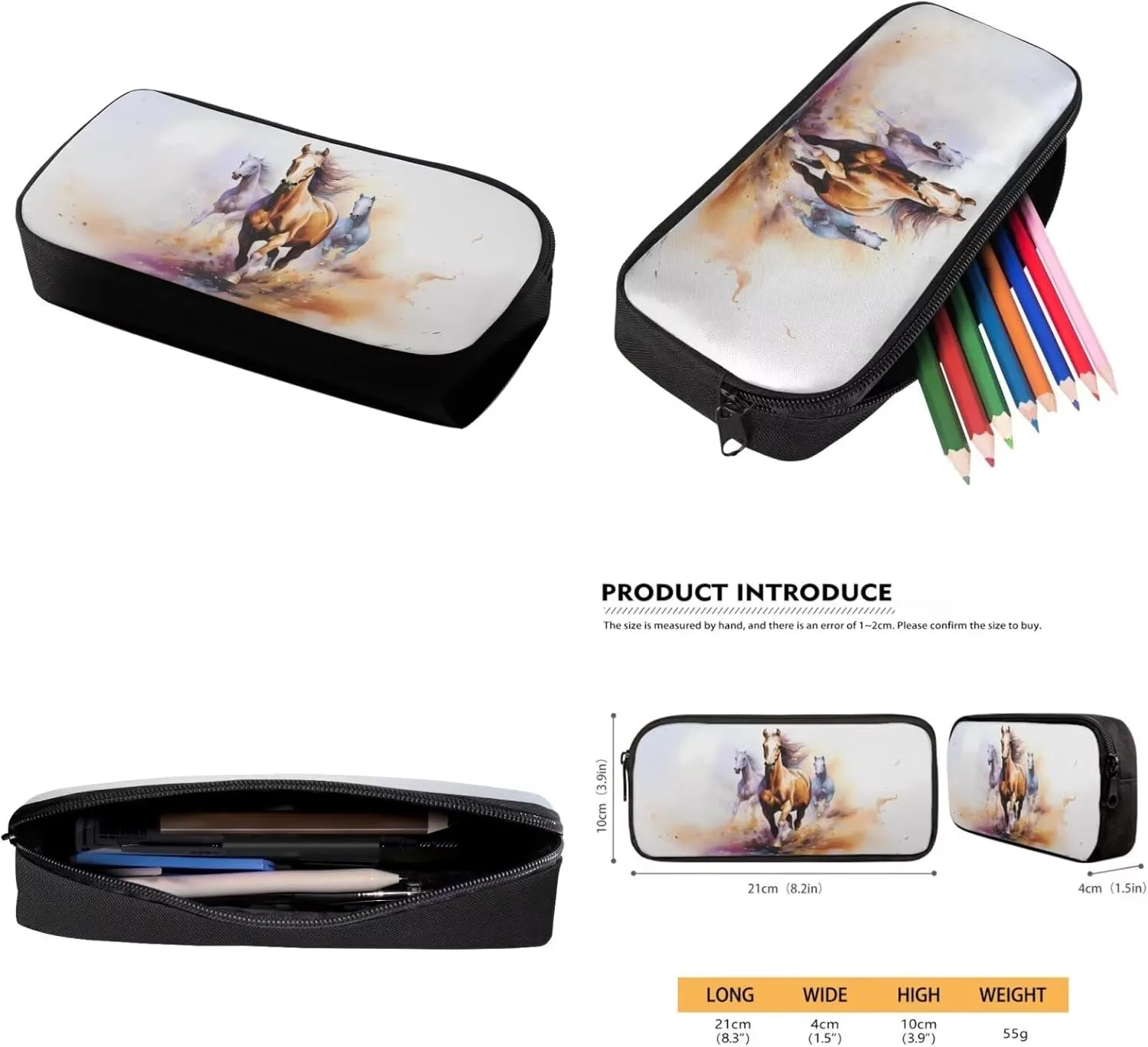 Horse Teen Backpacks for Boys Middle School Casual Cool Bookbag for Teens Trendy Travel 3 in 1 School Bag Set with Insulated Lunch Box Pencil Case for Daycare Primary Elementary