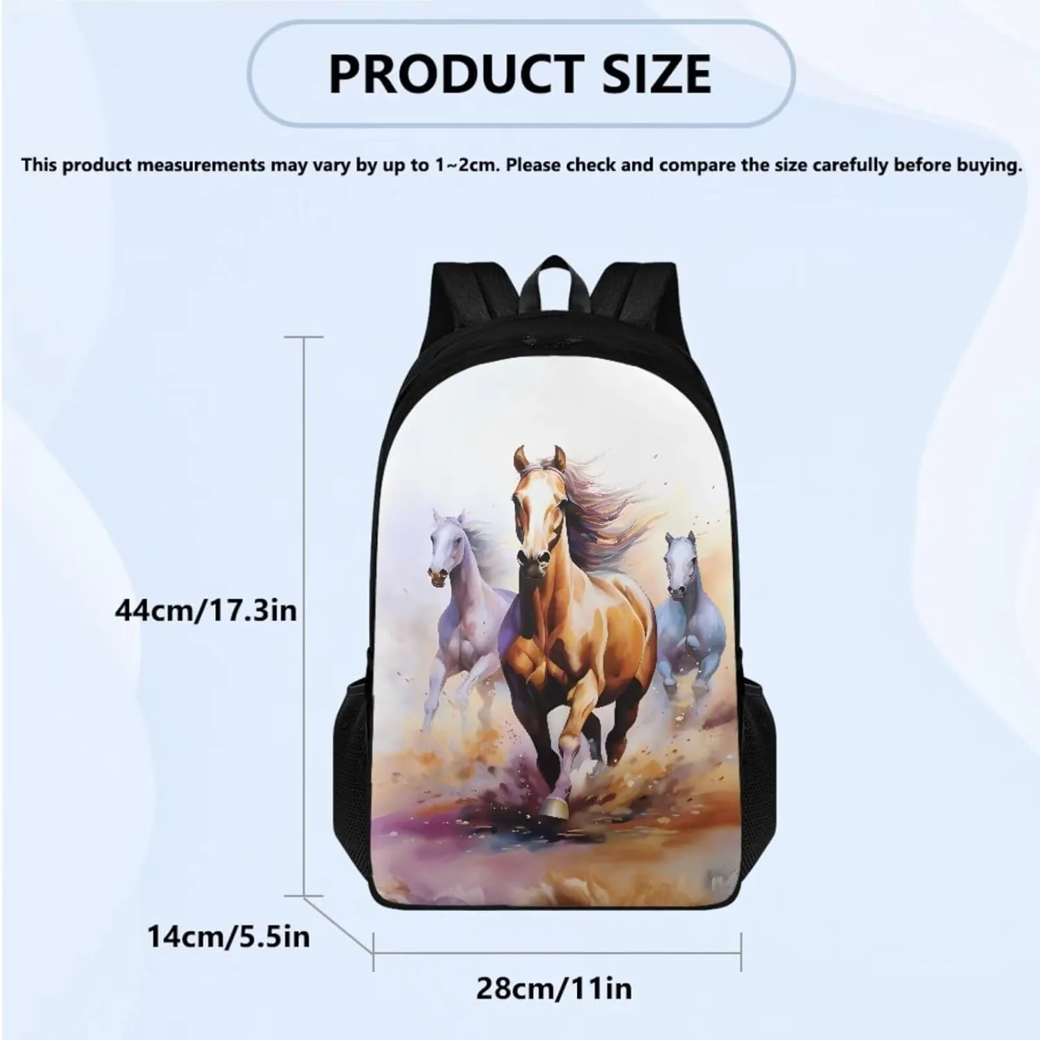 Horse Teen Backpacks for Boys Middle School Casual Cool Bookbag for Teens Trendy Travel 3 in 1 School Bag Set with Insulated Lunch Box Pencil Case for Daycare Primary Elementary