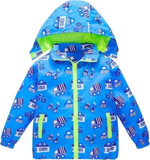 HZXVic Toddler Boys Raincoat Waterproof,Lightweight Kids Rain Poncho Jacket Windbreaker Outwear Coat