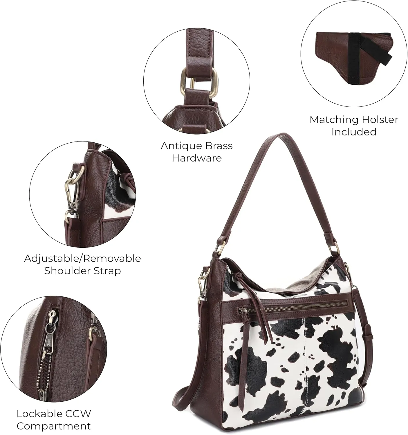 JESSIE & JAMES | Dakota Top Handle Concealed Carry Hobo Purse with Adustable Shoulder Strap