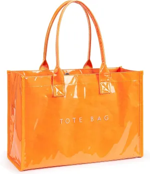 KALIDI PVC Tote Bag Womens Kraft Paper Work Handbags Purses with Top Handle