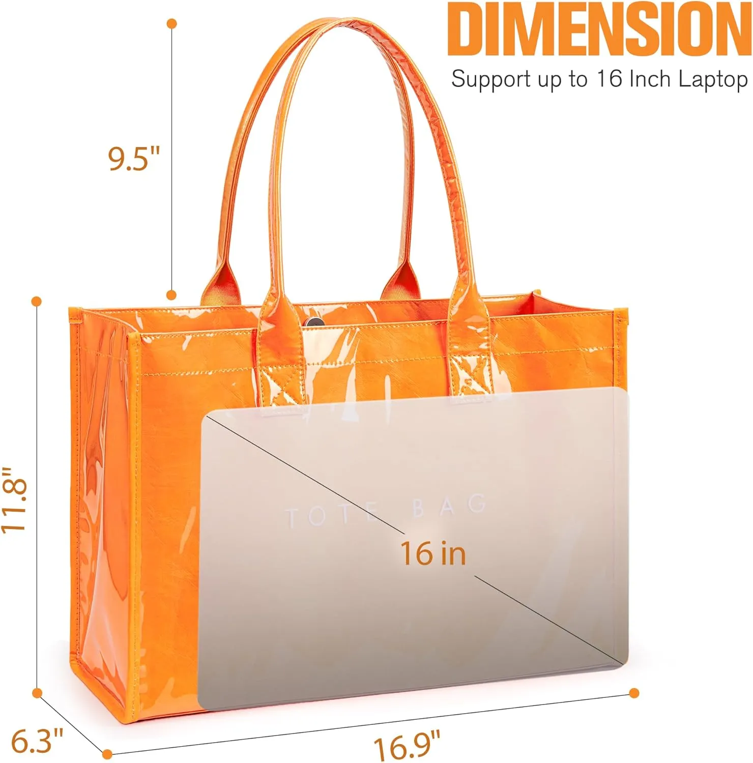 KALIDI PVC Tote Bag Womens Kraft Paper Work Handbags Purses with Top Handle