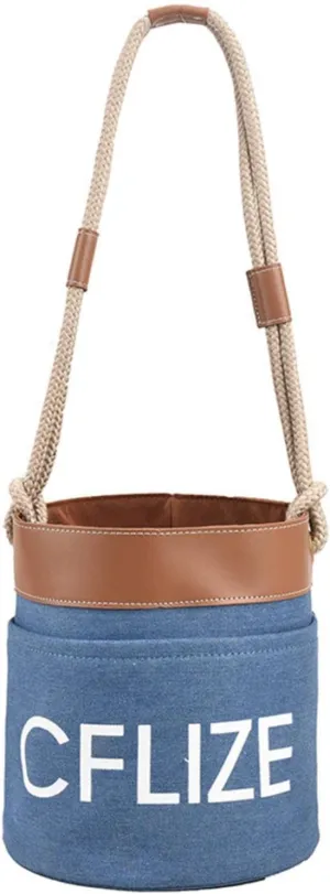 KBREE Women's Retro Fashion Canvas Shoulder Messenger Bag Denim Drawstring Bucket Bag Large Capacity Commuter Bag