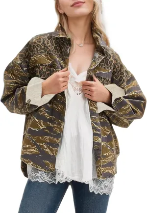 Kedera Leopard Printed Jean Jacket Women Trendy 2025 Button Down Shacket Vintage Western Trucker Jacket Coat Outfits