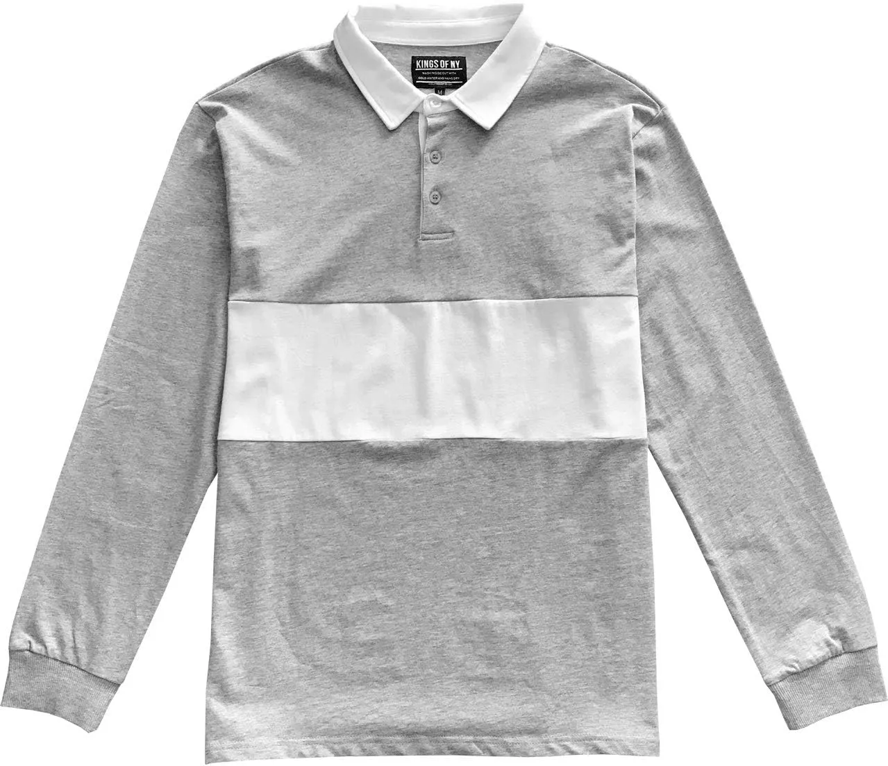 Kings Of NY Classic Mens Long Sleeve Sports Polo Rugby Shirt