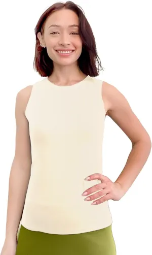 Kosher Casual Modest High Neck Tank Top for Women Full-Shoulder Sleeveless Shell