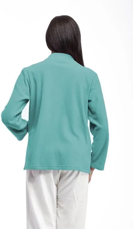 LA CERA Women's Embroidered Snap Front Fleece Bed Jacket
