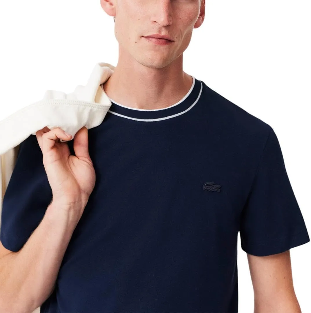 Lacoste Men's Piqu Stripe Collar T-Shirt
