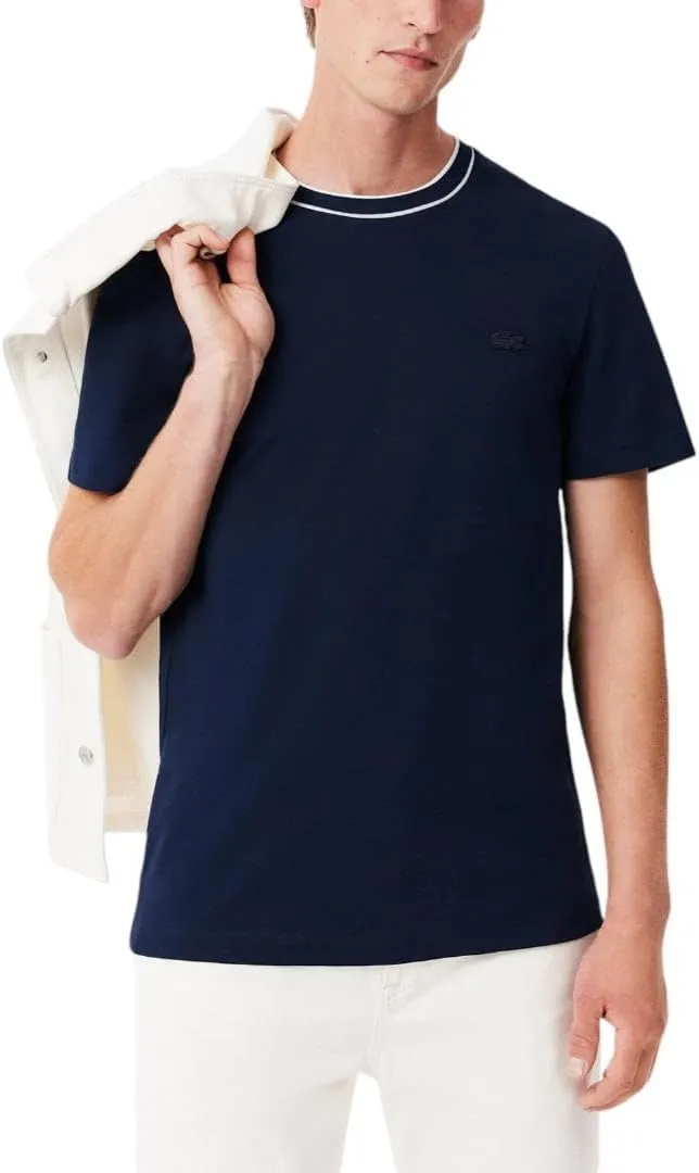 Lacoste Men's Piqu Stripe Collar T-Shirt