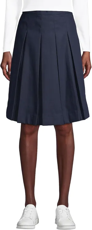 Lands' End School Uniform Women's Poly-Cotton Box Pleat Skirt Top of Knee