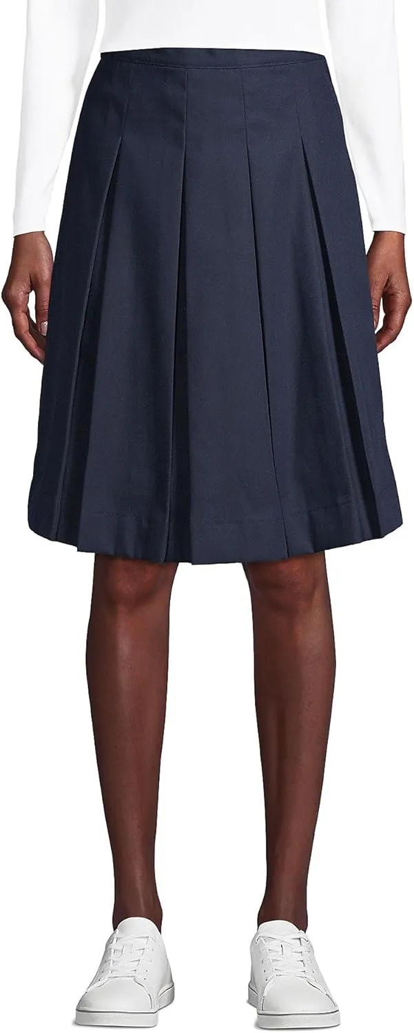 Lands' End School Uniform Women's Poly-Cotton Box Pleat Skirt Top of Knee